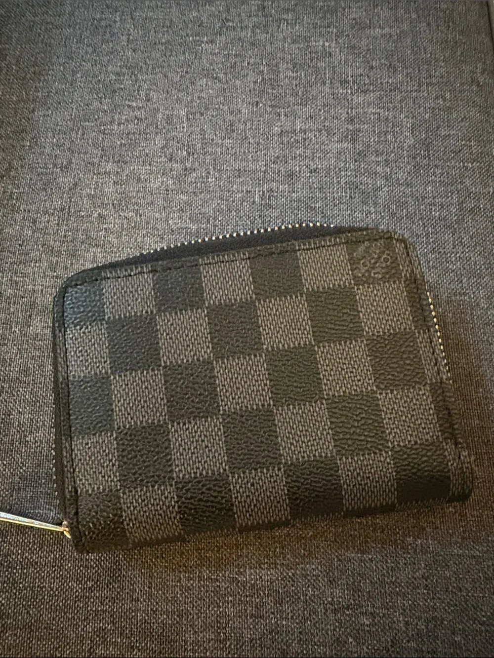 Louis Vuitton Damier Graphite Zip Card Holder Coin Wallet Black Gray